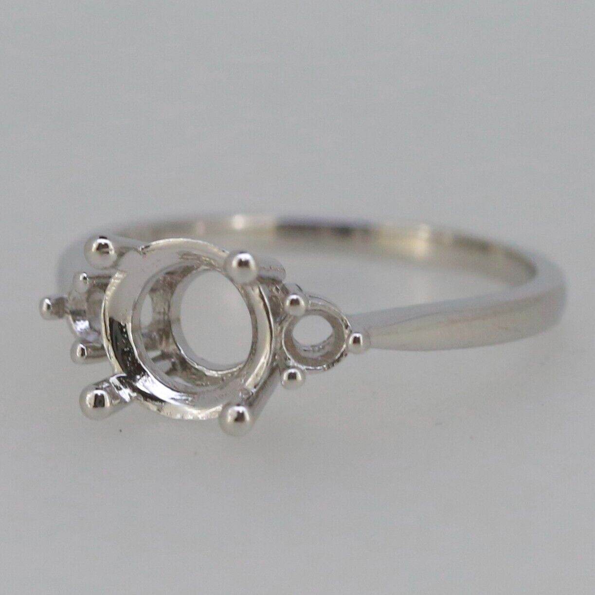Sterling Silver Semi Mount Ring Setting RD 7x7mm 3 Stones - Syzjewelry