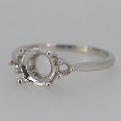 Sterling Silver Semi Mount Ring Setting RD 7x7mm 3 Stones - Syzjewelry