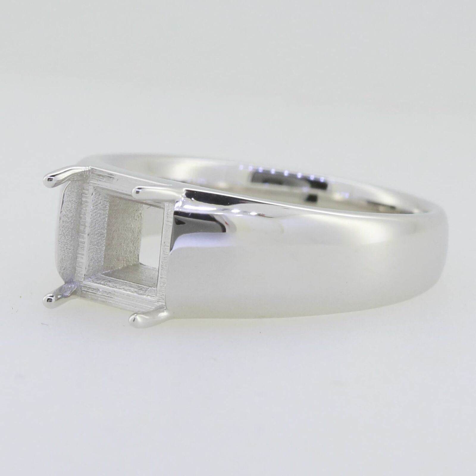 Men's Ring Settings Ring Mounting 14K White Gold Semi Mount Ring Setting Princess SQ 7X7mm - Syzjewelry