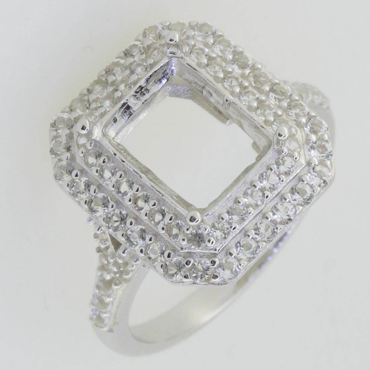 14K White Gold Semi Mount Ring Setting Emerald OCT 10X8mm - Syzjewelry