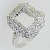 14K White Gold Semi Mount Ring Setting Emerald OCT 10X8mm - Syzjewelry