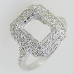 14K White Gold Semi Mount Ring Setting Emerald OCT 10X8mm - Syzjewelry