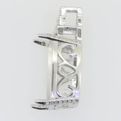 Sterling Silver Semi Mount Pendant Setting Cushion CU 20x15mm White Topaz - Syzjewelry