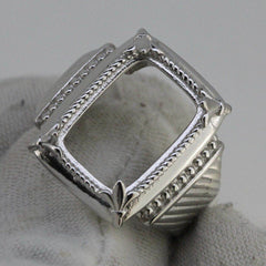 Sterling Silver Semi Mount Ring Setting cabochon Cushion Cu 14x10mm - Syzjewelry