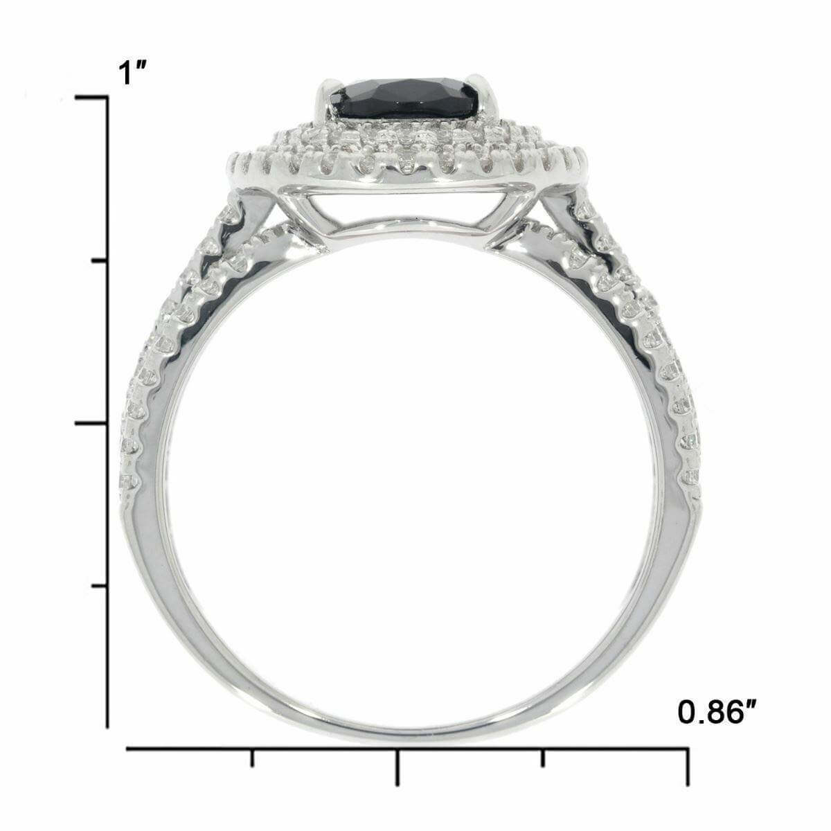 Sterling Silver Semi Mount Ring Setting OV 9X7mm Black Spinel Halo Whi - Syzjewelry