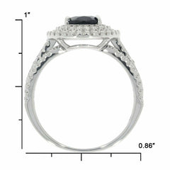 Sterling Silver Semi Mount Ring Setting OV 9X7mm Black Spinel Halo Whi - Syzjewelry