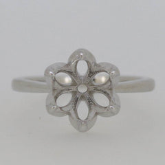 Sterling Silver Semi Mount Ring Setting Round RD 10x10mm Tulip Head w/ 6 Png - Syzjewelry