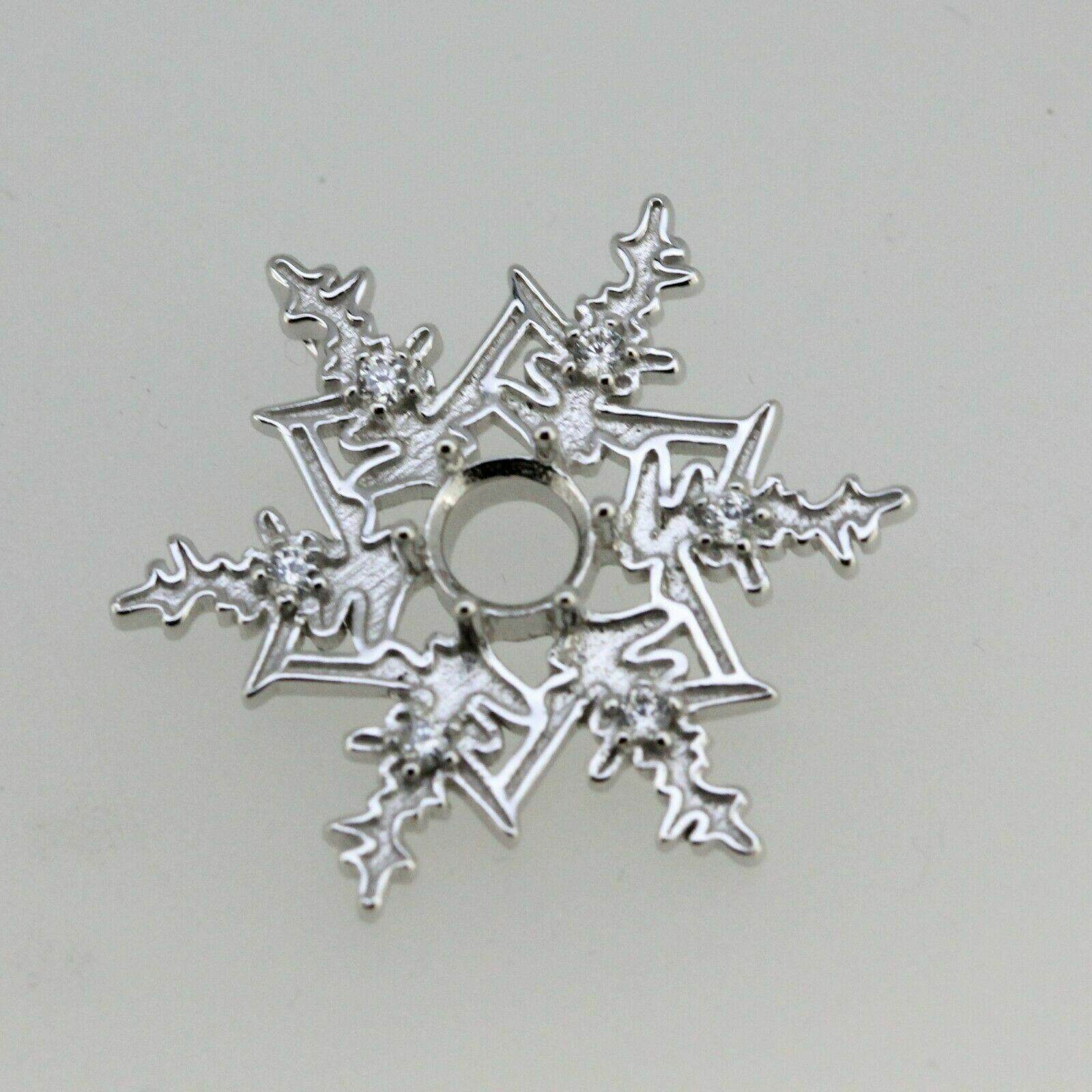 10k Snowflake Semi Mount Pendant Setting Round RD 6x6mm - Syzjewelry