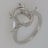 Sterling Silver Semi Mount Ring Setting OV 14x10mm Tri 6x6mm Three Stone - Syzjewelry