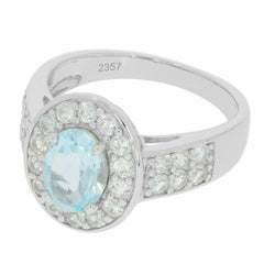Sterling Silver Semi Mount Ring Setting Oval OV 8x6mm White Topaz PJC2357R - Syzjewelry