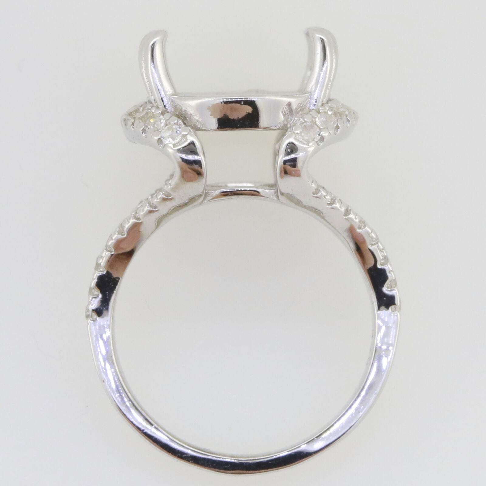 Sterling Silver Semi Mount Ring Setting Oval OV 18x13mm Split Shank White Topaz - Syzjewelry