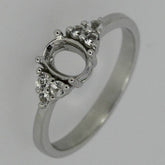 Sterling Silver Semi Mount Ring Setting Oval OV 7x5mm With Accent White Topaz So - Syzjewelry