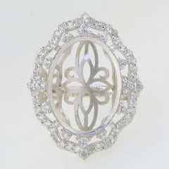 Sterling Silver Semi Mount Ring Setting Cab Oval OV 20x15mm Halo Accent - Syzjewelry