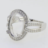 Sterling Silver Semi Mount Ring Setting Oval OV 14x10mm Halo Split Sha - Syzjewelry