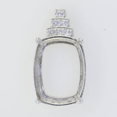 Sterling Silver Semi Mount Pendant Setting Cushion CU 20x15mm White Topaz - Syzjewelry