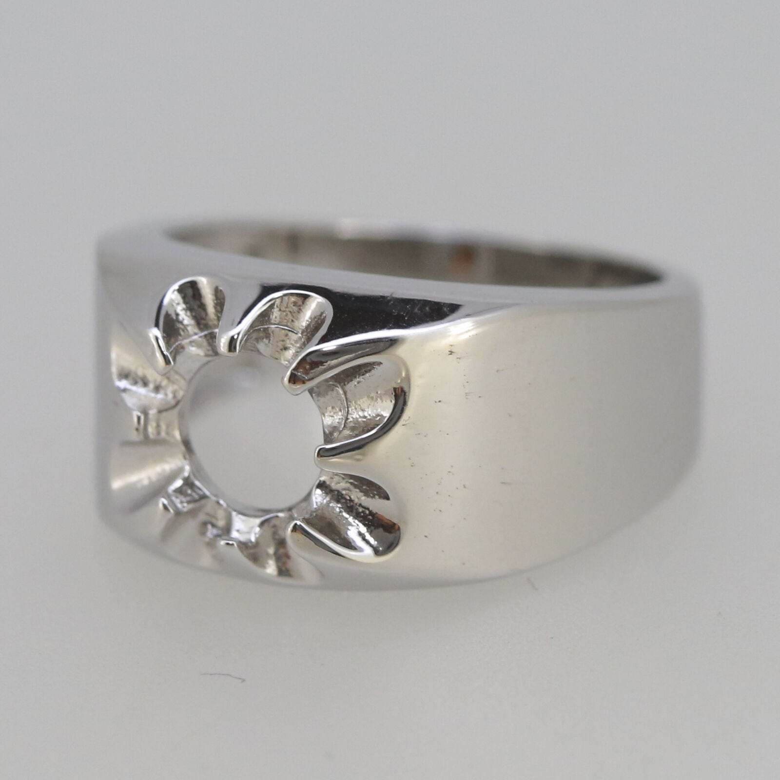 Men's Sterling Silver Semi Mount Ring Setting Round RD 7x7mm Ring Solid - Syzjewelry