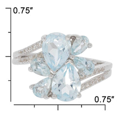 Sterling Silver Semi Mount Ring Setting Pear PE 8X6mm PE 5x3mm Bypass Cluster Ring - Syzjewelry