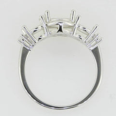 Sterling Silver Semi Mount Ring Setting Oval OV 9X7mm OV 7x5 Three Sto - Syzjewelry