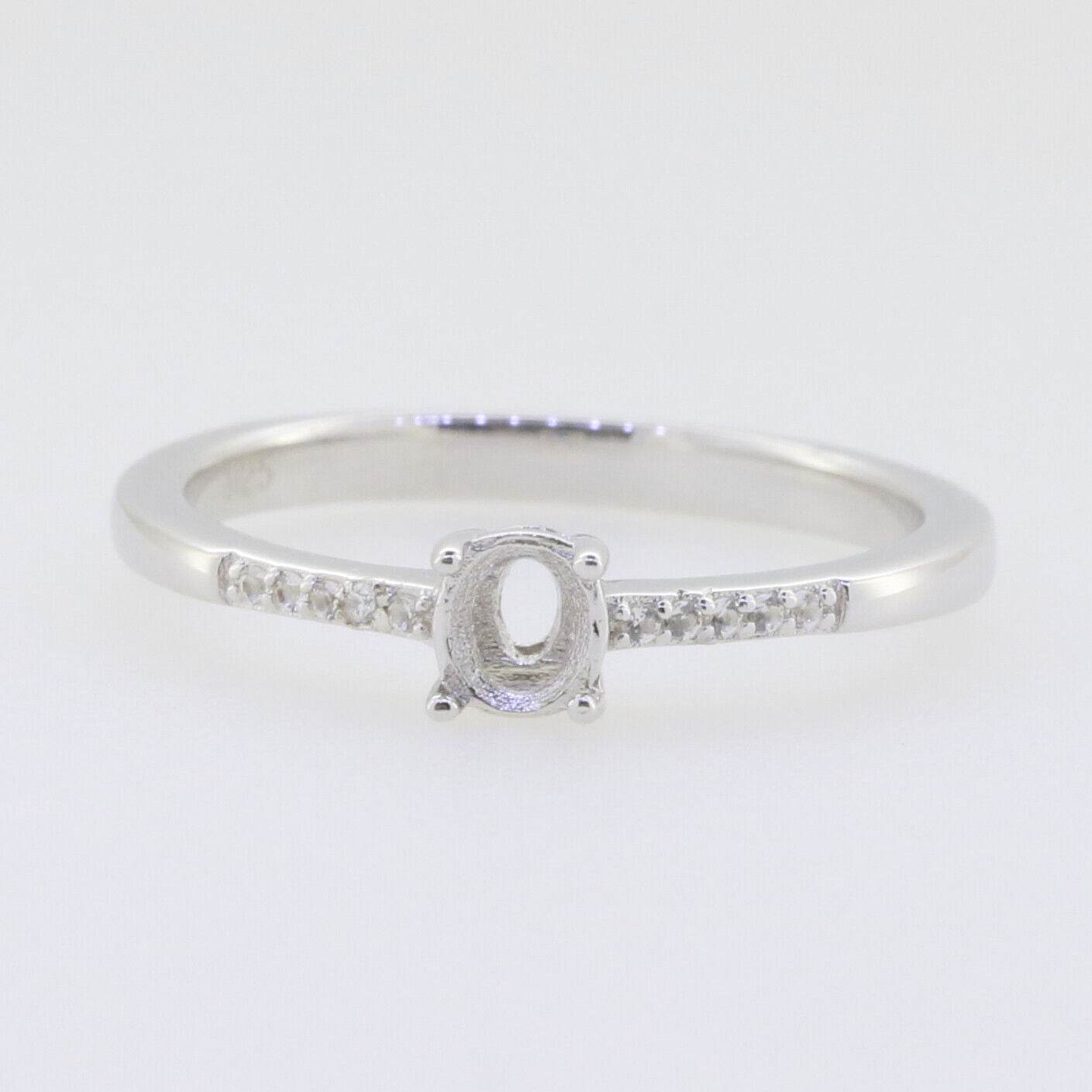 Sterling Silver Semi Mount Ring Setting Oval OV 5x4mm Solitaire White GTL206 - Syzjewelry