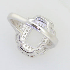Sterling Silver Semi Mount Ring Setting Cushion CU 8x6mm Double Halo - Syzjewelry