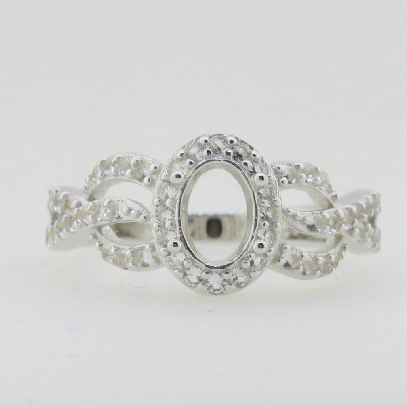 14K White Gold Semi Mount Ring Setting Oval OV 9x7mm PJC4667R14K - Syzjewelry