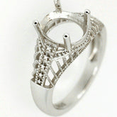 Art Deco Style Sterling Silver Semi Mount Ring Setting Oval OV 10x8mm - Syzjewelry