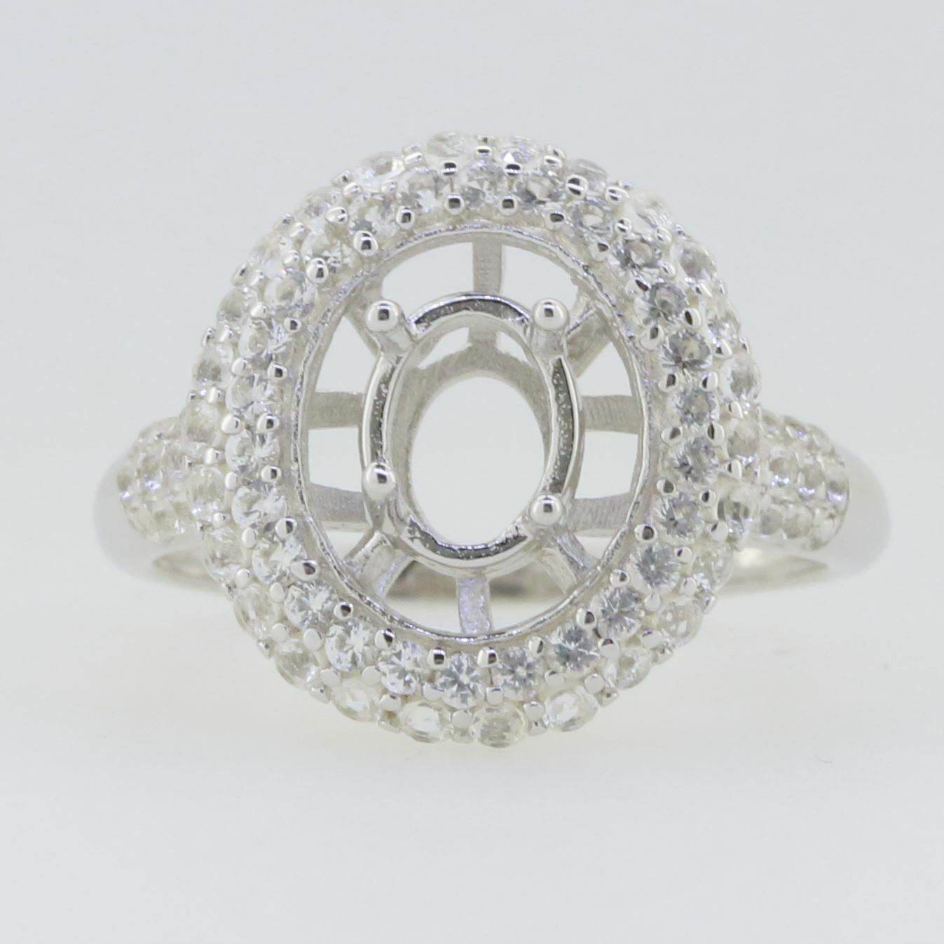 14K White Gold Semi Mount Ring Setting Oval OV 8X6mm PJC6346R14K - Syzjewelry