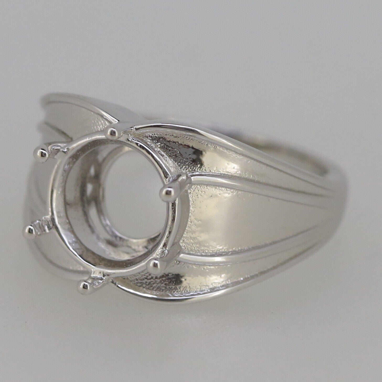 Contemporary Men's Ring Settings Sterling Silver Ring Mounting Round RD 10x10mm - Syzjewelry