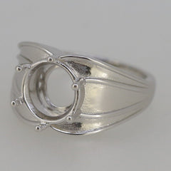 Contemporary Men's Ring Settings Sterling Silver Ring Mounting Round RD 10x10mm - Syzjewelry