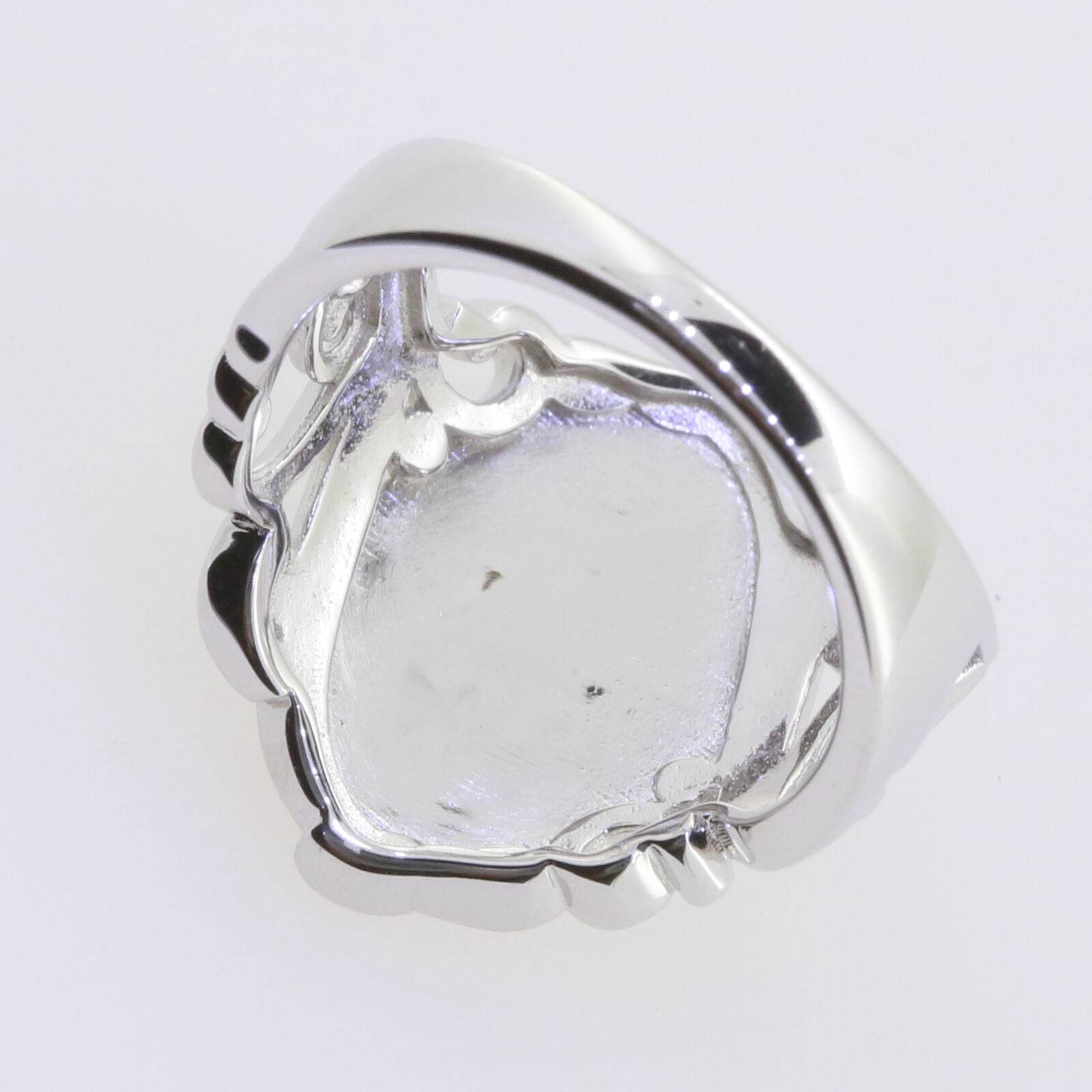 Sterling Silver Semi Mount Ring Setting Oval OV 14x10mm Cabochon White DK196 - Syzjewelry