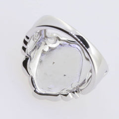Sterling Silver Semi Mount Ring Setting Oval OV 14x10mm Cabochon White DK196 - Syzjewelry