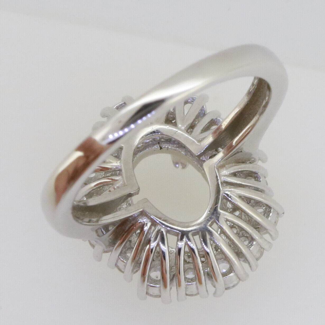 Sterling Silver Semi Mount Ring Setting Oval OV 10x7mm Double Halo White Topaz - Syzjewelry