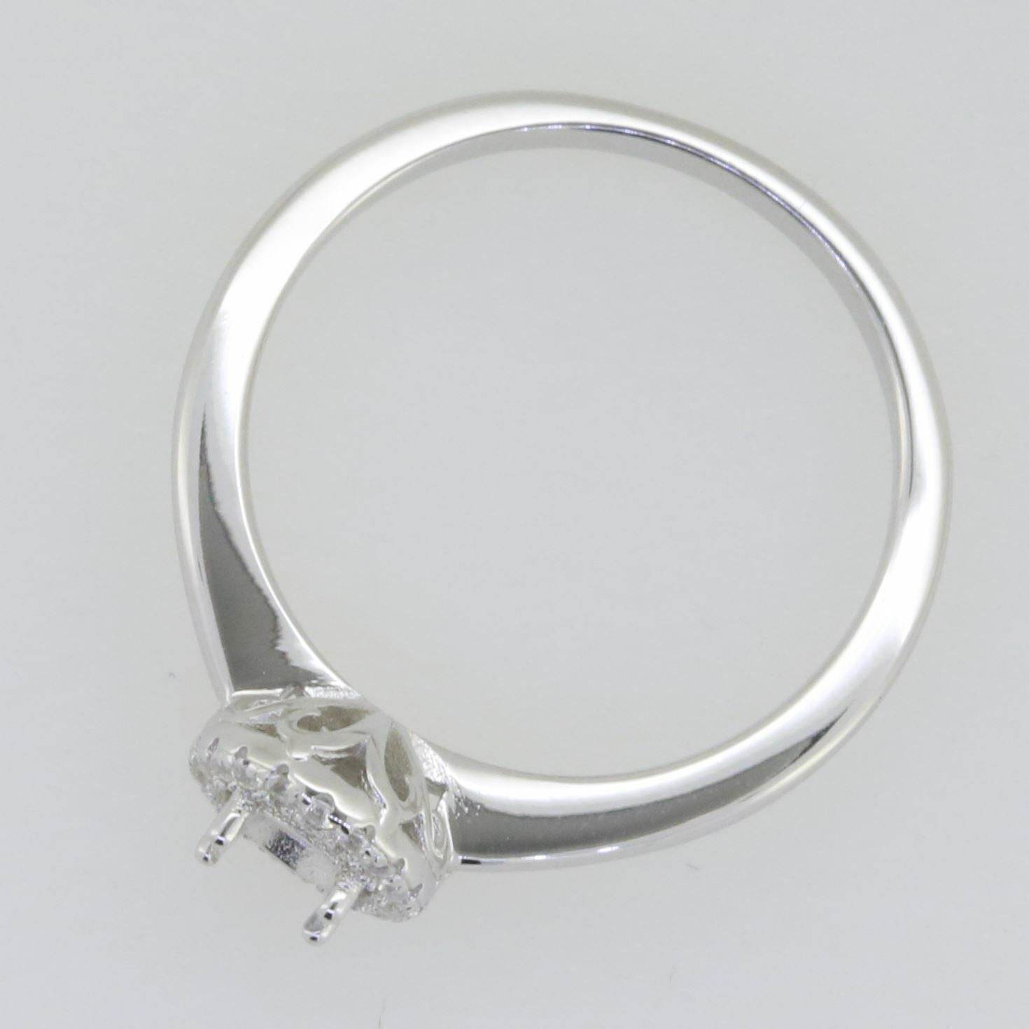 14K White Gold Semi Mount Ring Setting Oval OV 5X4mm Halo Solitaire PJC14645R14K - Syzjewelry