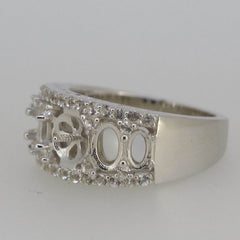 Sterling Silver SemiMount Ring Setting Pearl Round RD 9x9 to 9.5mm OV6x4,5x3 - Syzjewelry