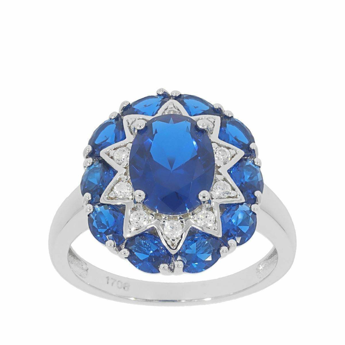 Sterling Silver Semi Mount Ring Setting OV 9x7mm OV 4x3mm Cluster Ring N0361 - Syzjewelry