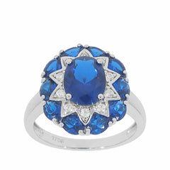 Sterling Silver Semi Mount Ring Setting OV 9x7mm OV 4x3mm Cluster Ring N0361 - Syzjewelry