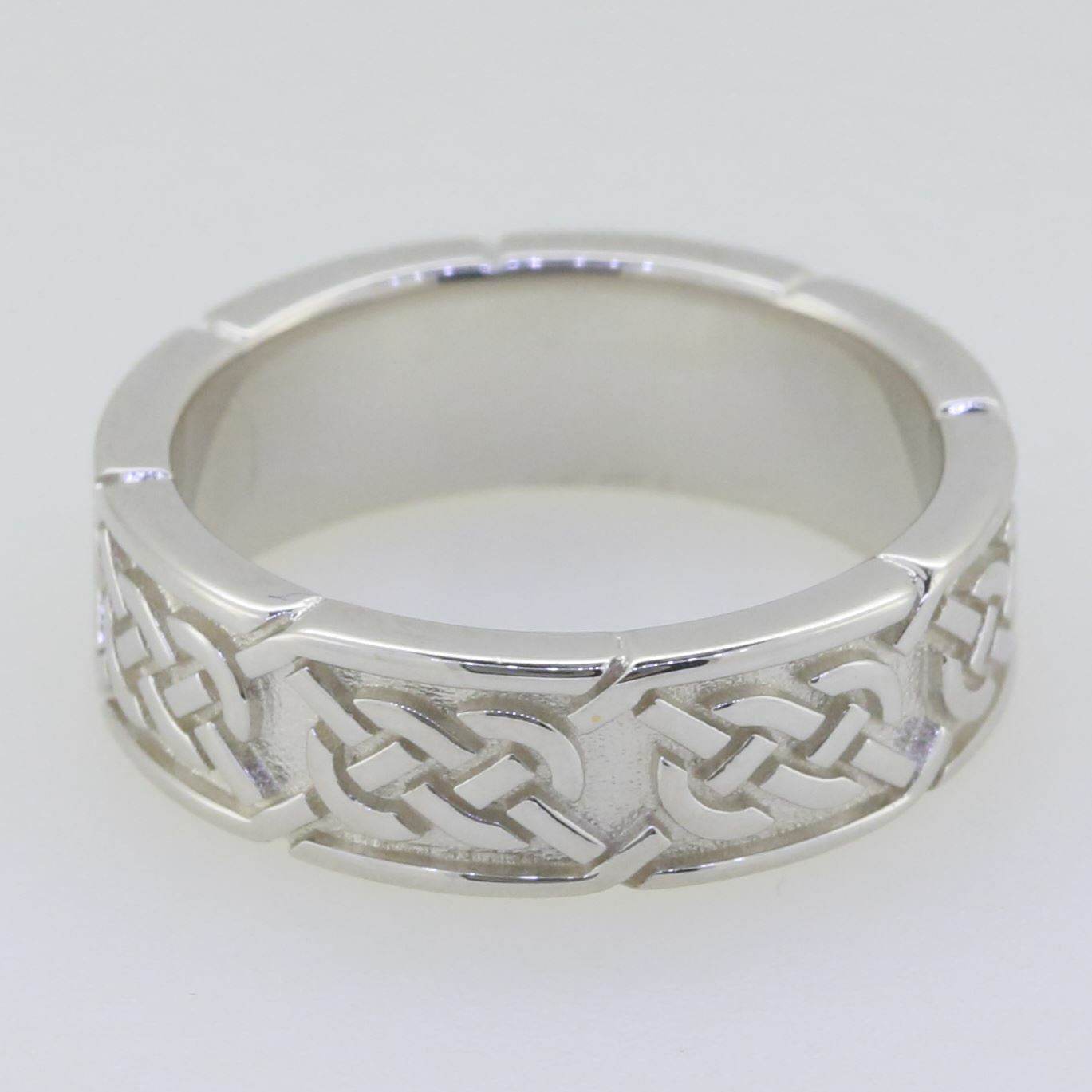 14K White Gold 6 mm Celtic Knot Band Ring - Syzjewelry