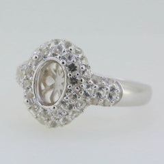 Sterling Silver Semi Mount Ring Setting Oval OV 8X6mm White Topaz - Syzjewelry