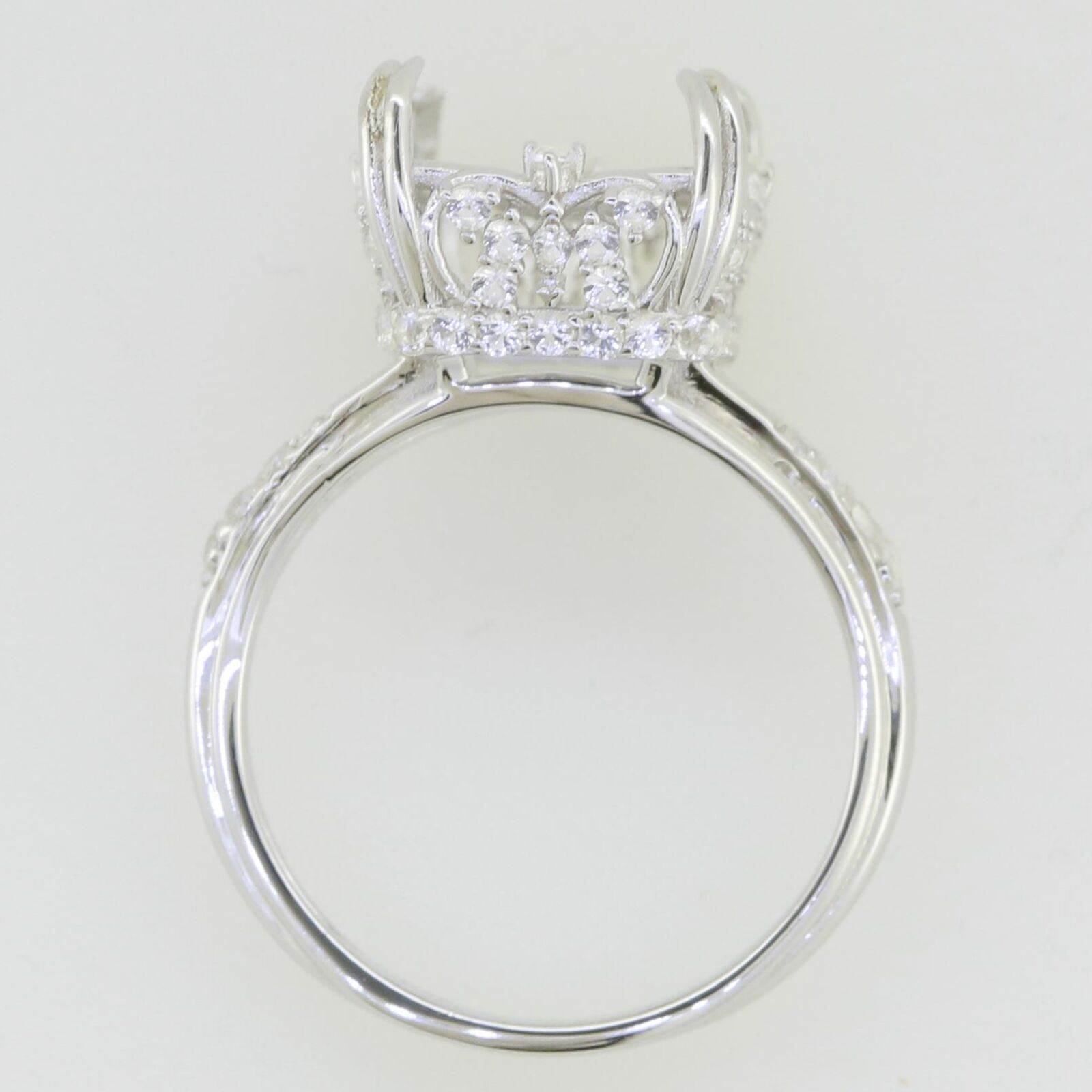 14K White Gold Semi Mount Ring Setting Emerald OCT 14X10mm - Syzjewelry