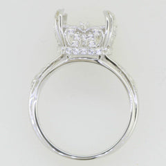 14K White Gold Semi Mount Ring Setting Emerald OCT 14X10mm - Syzjewelry