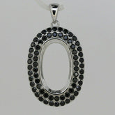 Sterling Silver Semi Mount Pendant Setting Oval OV 20x16mm Black Spinel Halo - Syzjewelry