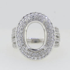 Sterling Silver Semi Mount Ring Setting Oval OV 14x10mm Halo Split Shank - Syzjewelry