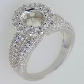 Sterling Silver Semi Mount Ring Setting Oval OV 9x7mm Halo Split Shank - Syzjewelry