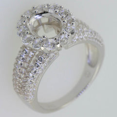 Sterling Silver Semi Mount Ring Setting Oval OV 9x7mm Halo Split Shank - Syzjewelry