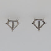 14K White Gold Semi Mount Earrings Stud Setting Pentagonal 7.5x6.5mm - Syzjewelry
