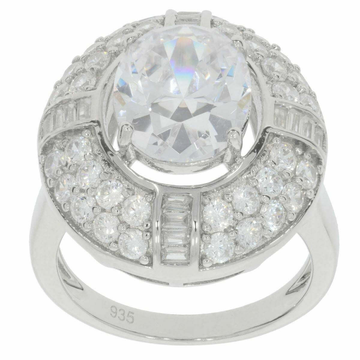 Sterling Silver Semi Mount Ring Setting Oval OV 11X9mm Double Halo - Syzjewelry