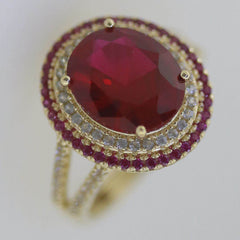 14K Yellow Gold Semi Mount Ring Setting Oval OV 12x10mm Double Halo - Syzjewelry