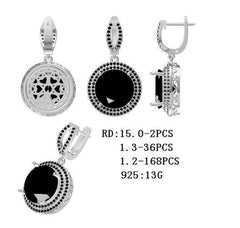 Sterling Silver Semi Mount Pendants Setting RD 15x15mm Double Halo Topaz - Syzjewelry