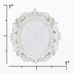 Sterling Silver Semi Mount Ring Setting Cabochon Oval OV 14x12mm White - Syzjewelry