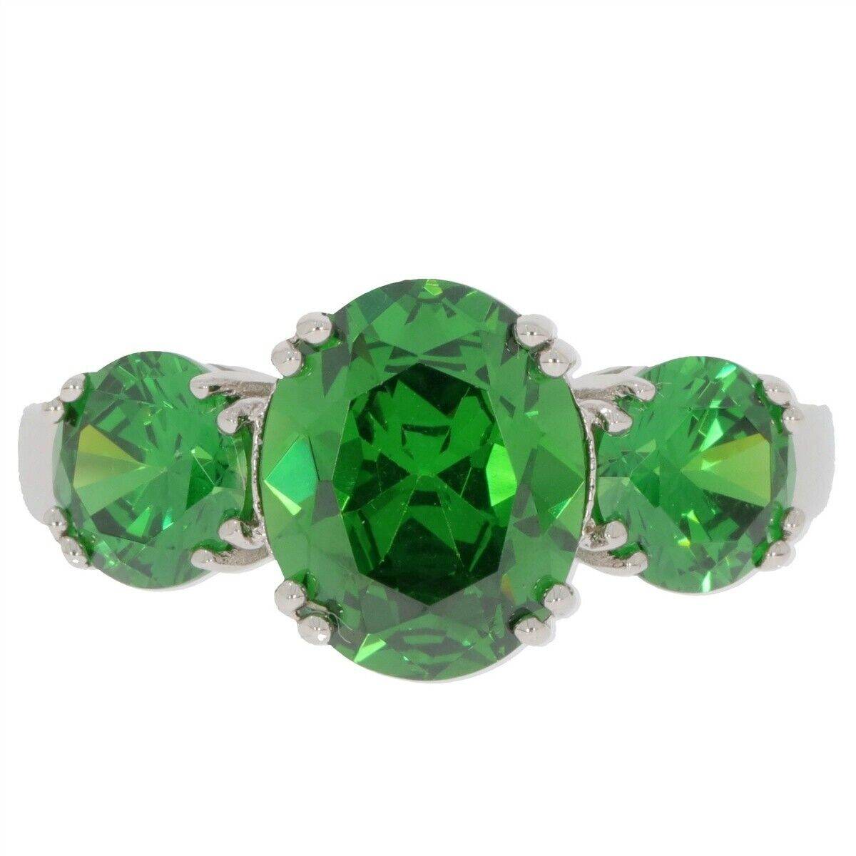 Sterling Silver Semi Mount Ring Setting Oval OV 10X8mm RD 6x6mm 3 Stones - Syzjewelry